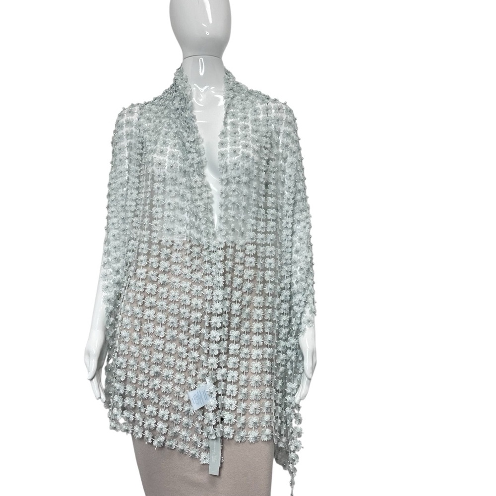 NWT Borrowed & Blue x Southern Living Silver Pearl Beaded Crotchet Scarf Wrap